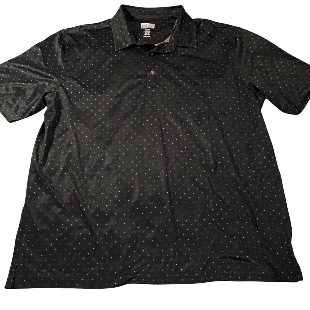 Greg Norman Mens ML75 Play Dry Golf Polo‎ Shirt Black Geometric Print XL